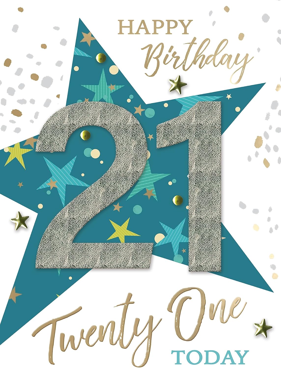 Embellished Star Twenty One Male 21st Birthday Card