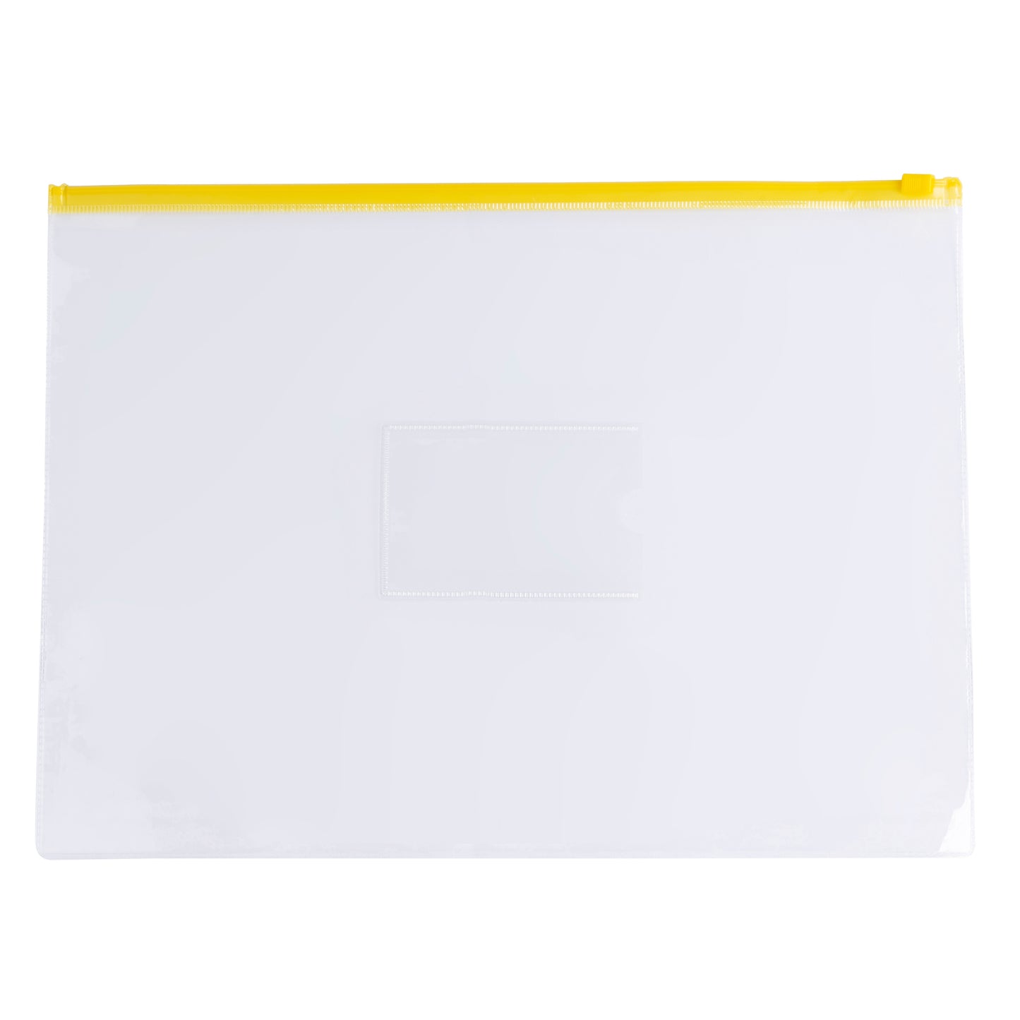 Pack of 12 A4+ Foolscap Clear Zippy Bags with Yellow Zip