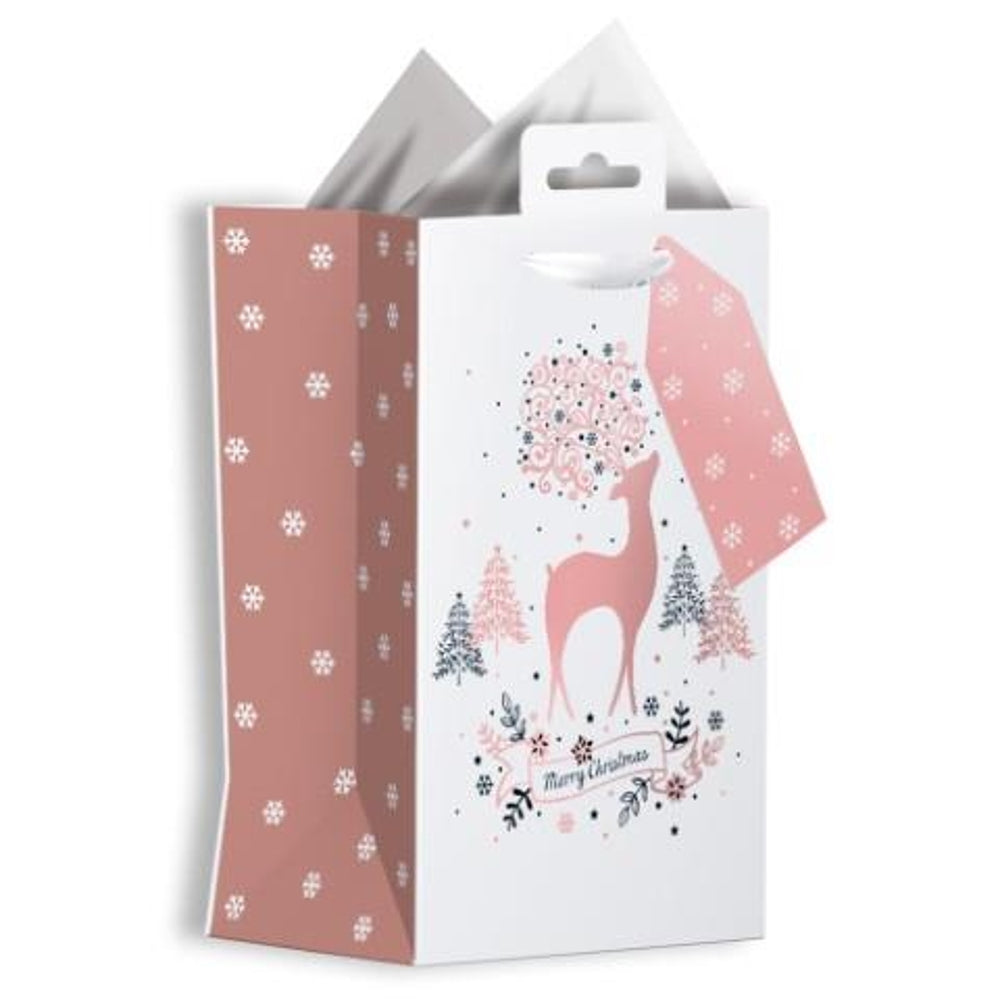 Rose Gold Stag Design Christmas Perfume Gift Bag