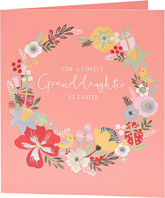 Lovely Granddaughter Floral Design Easter Card