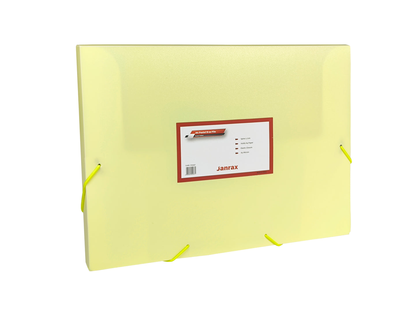 Pack of 5 Pastel Yellow A4 Elastic Closure Box Files