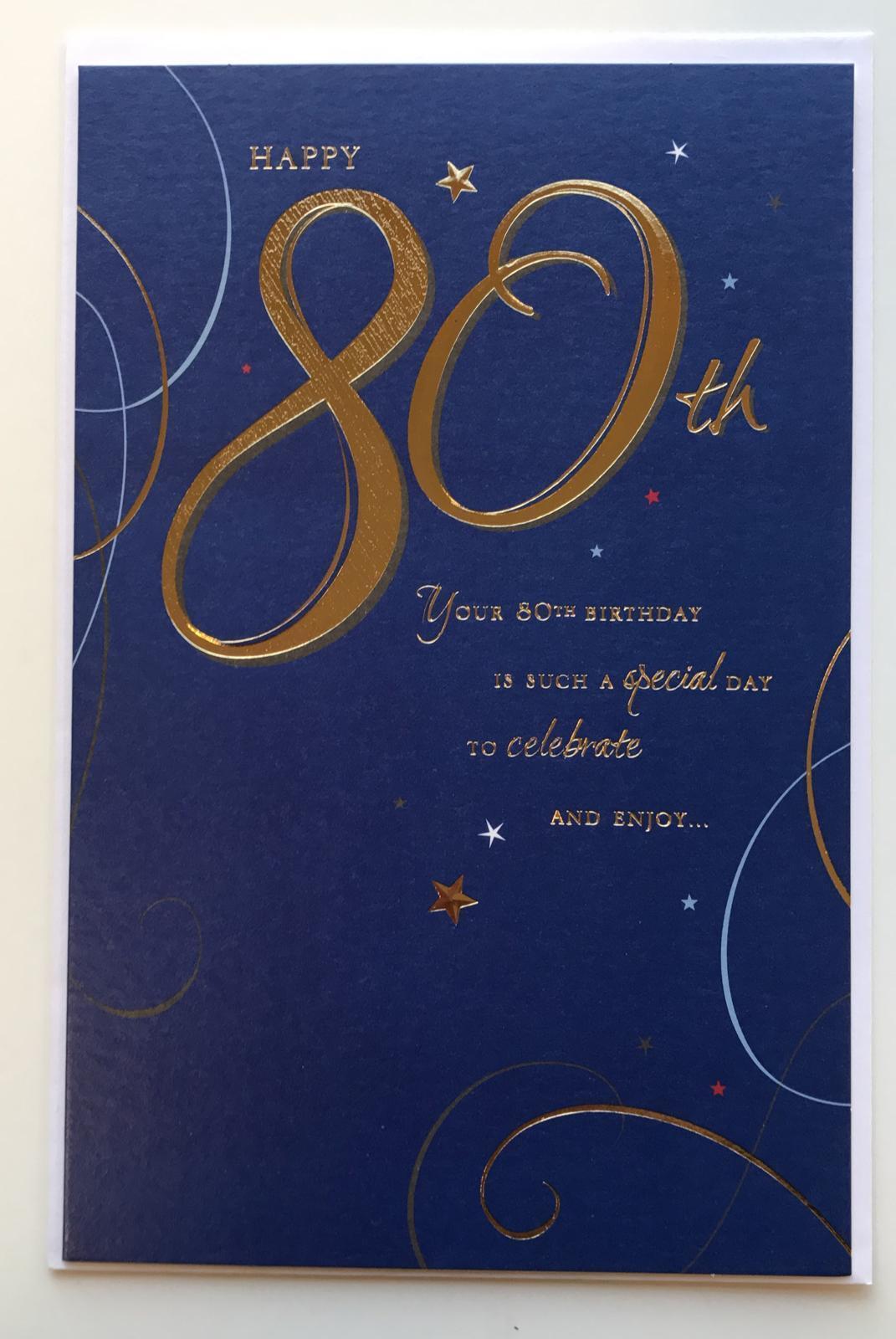 Happy Birthday 80th Greetings Card