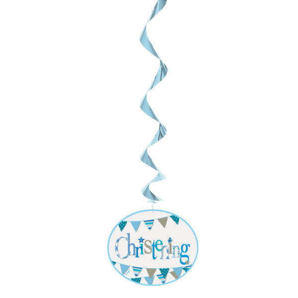 Pack of 3 26" Blue Bunting Christening Hanging Swirl Decorations