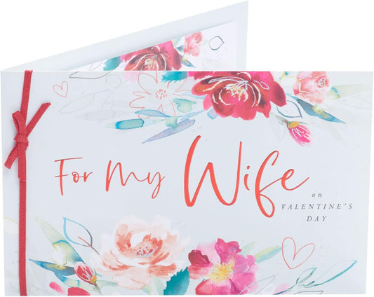 Pink Floral Design Wife Valentine's Day Card