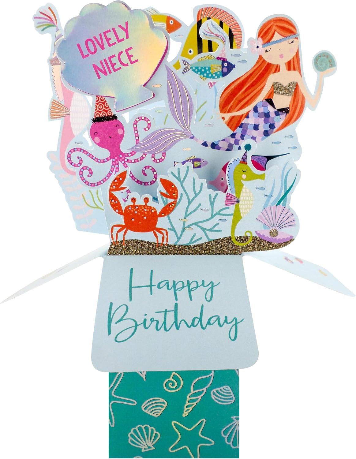 Underwater Mermaids Niece Birthday Pop-Up Card