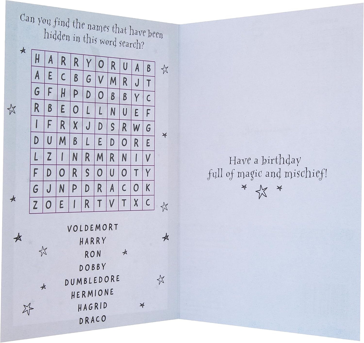 Harry Potter Marauder's Map Quote Design with Word Search Activity Birthday Card