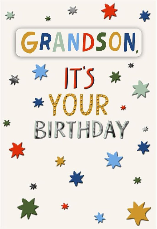 Star Design Grandson It's Your Birthday Greeting Card