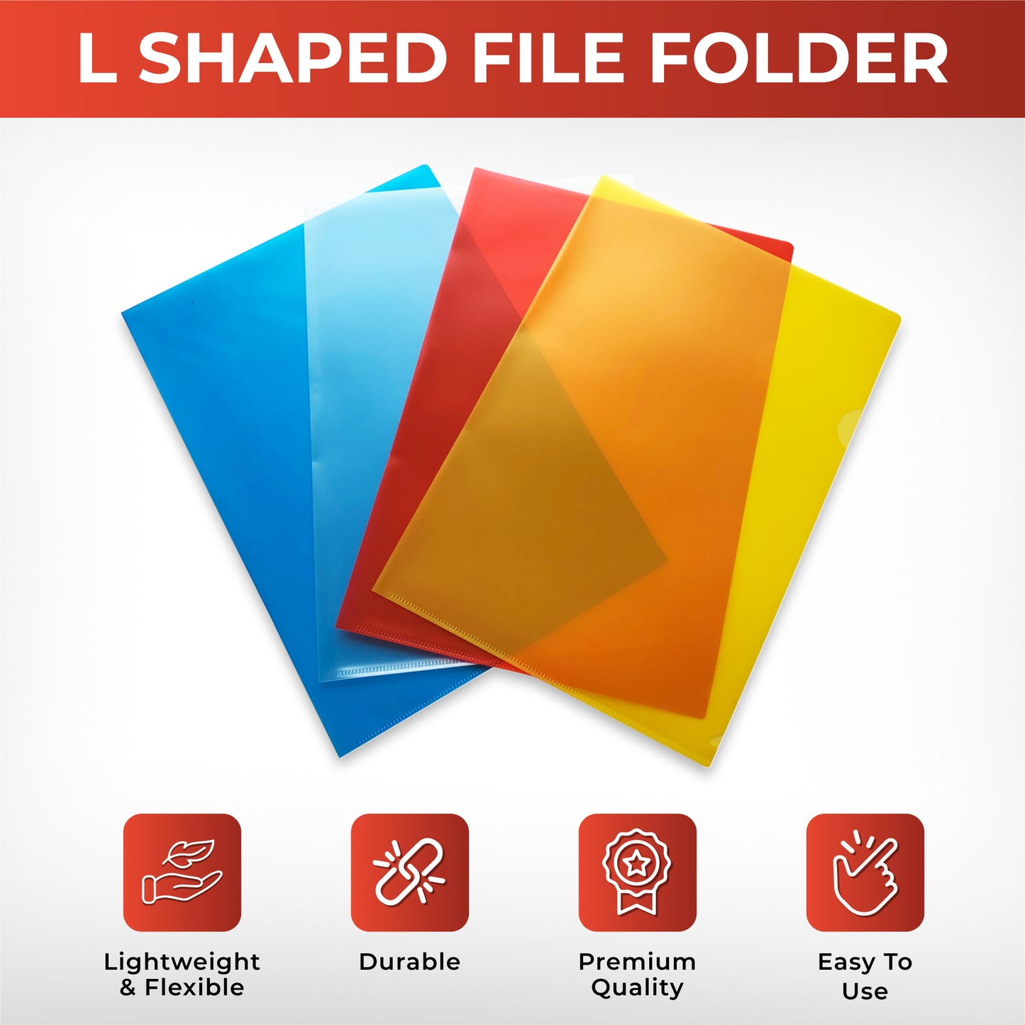 Pack of 50 A4 Clear L Shaped Open Top and Side Report File Folders