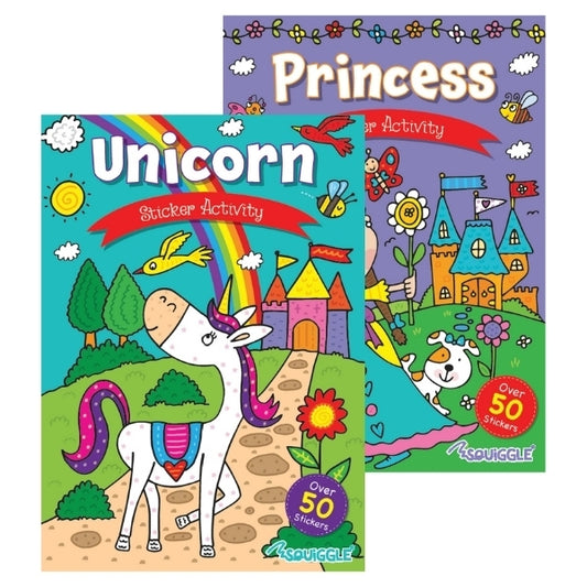 Pack of 6 A4 Unicorn Or Princess Design My Fun Sticker Activity Books
