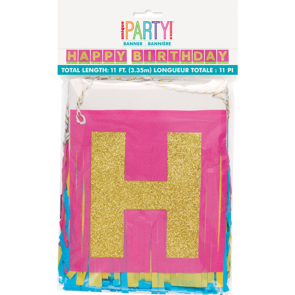 Tissue Fringed "Happy Birthday" Banner