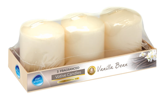 Set Of 3 Vanilla Bean Fragrance Votive Candles