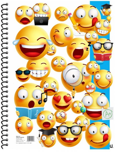 Pack of 12 Emoji Spiral Notebooks 20x28cm