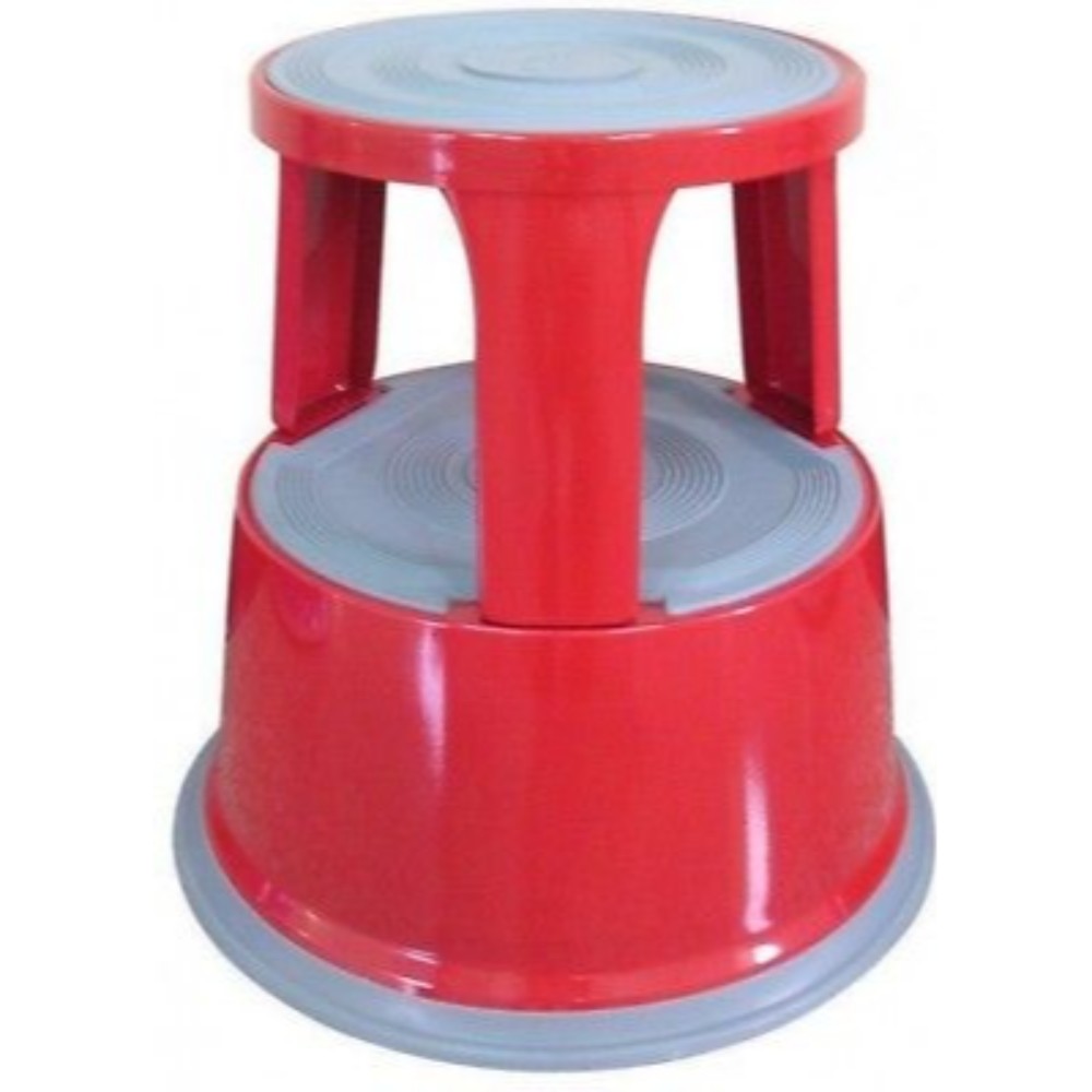 Janrax Red Metal Premium Rolling Kick Step Stool