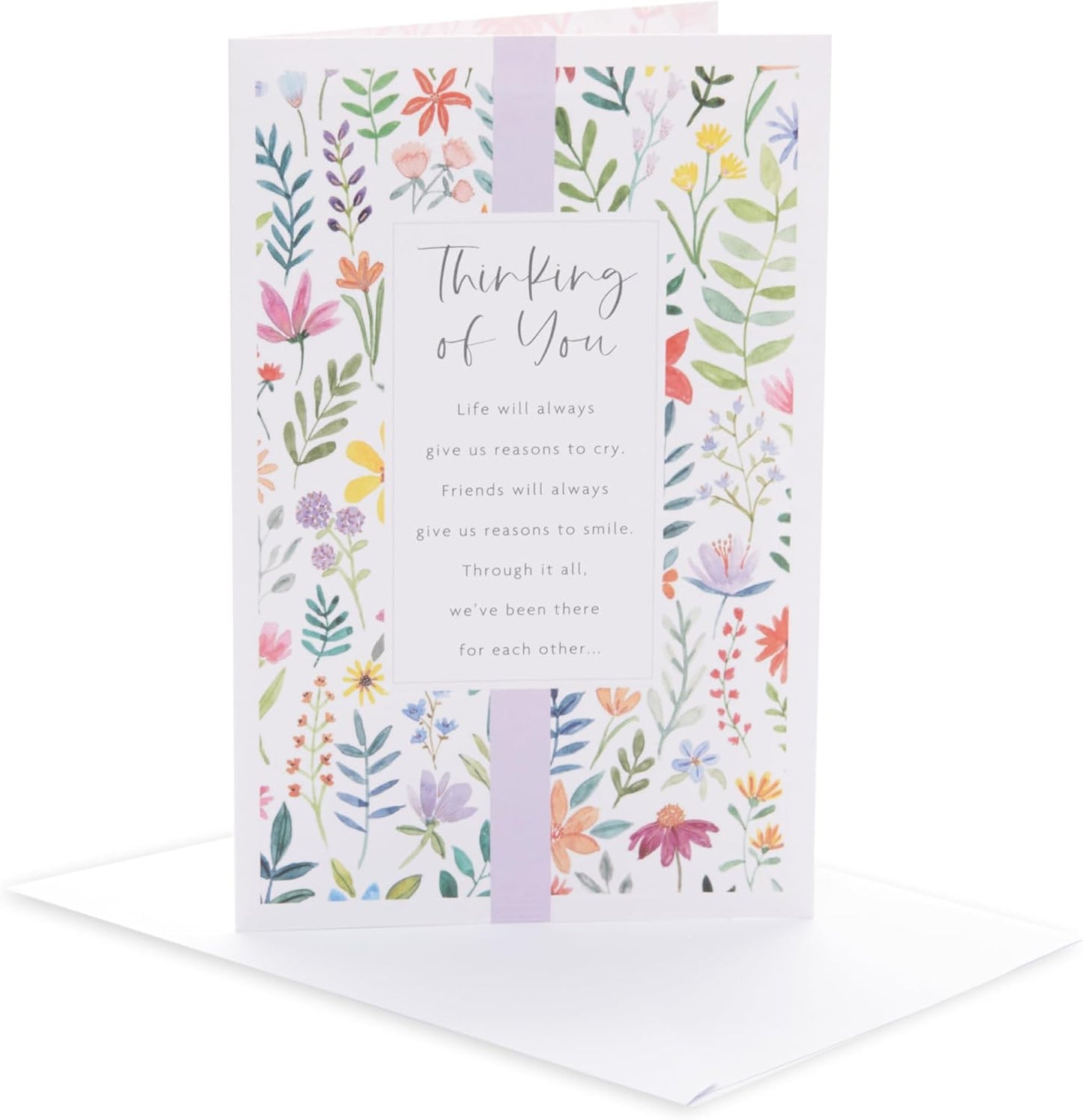 Mixed Flowers Design Thinking Of You Friend Open Card