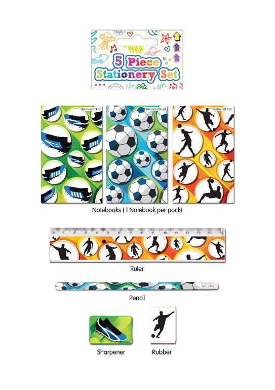 5 Piece Football Stationery Set