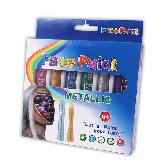 Pack of 6 Assorted Metalic Colours Face Paints