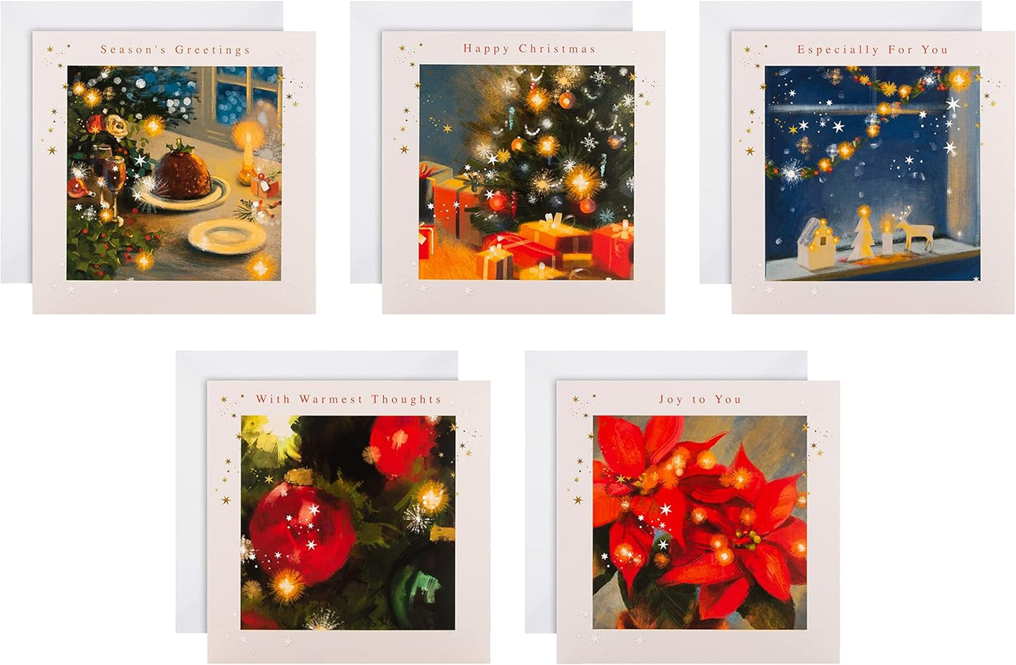 Pack of 30 in 5 Contemporary Designs Festive Christmas Card