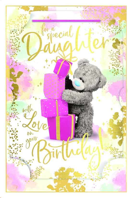 Bear And Pile of Gifts Daughter Birthday Card