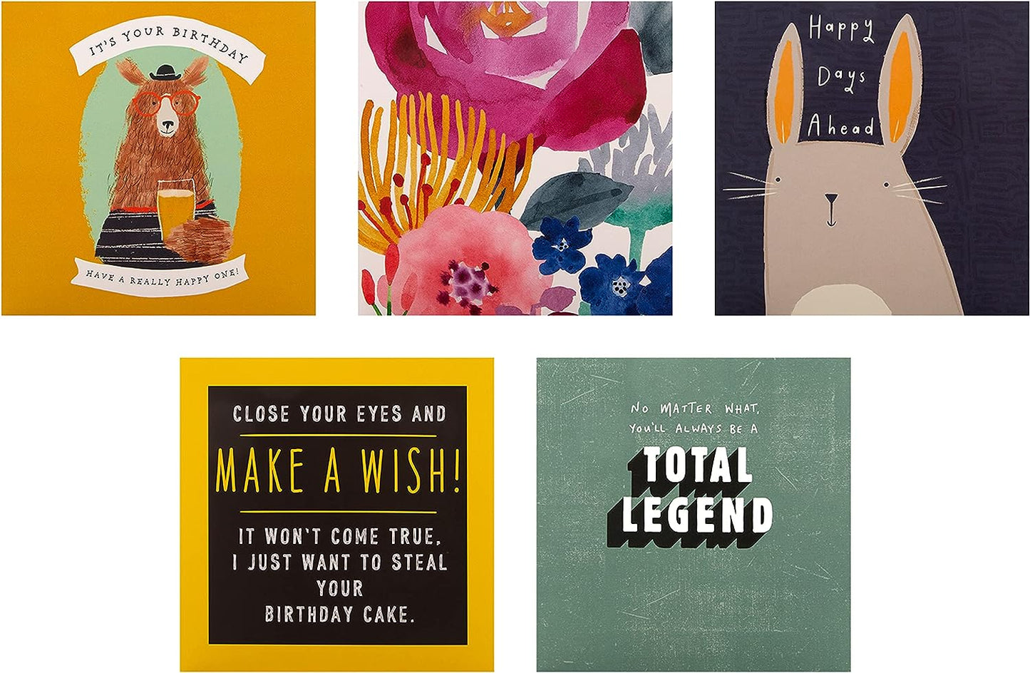 Multipack of 20 Birthday Cards in 20 Contemporary Designs