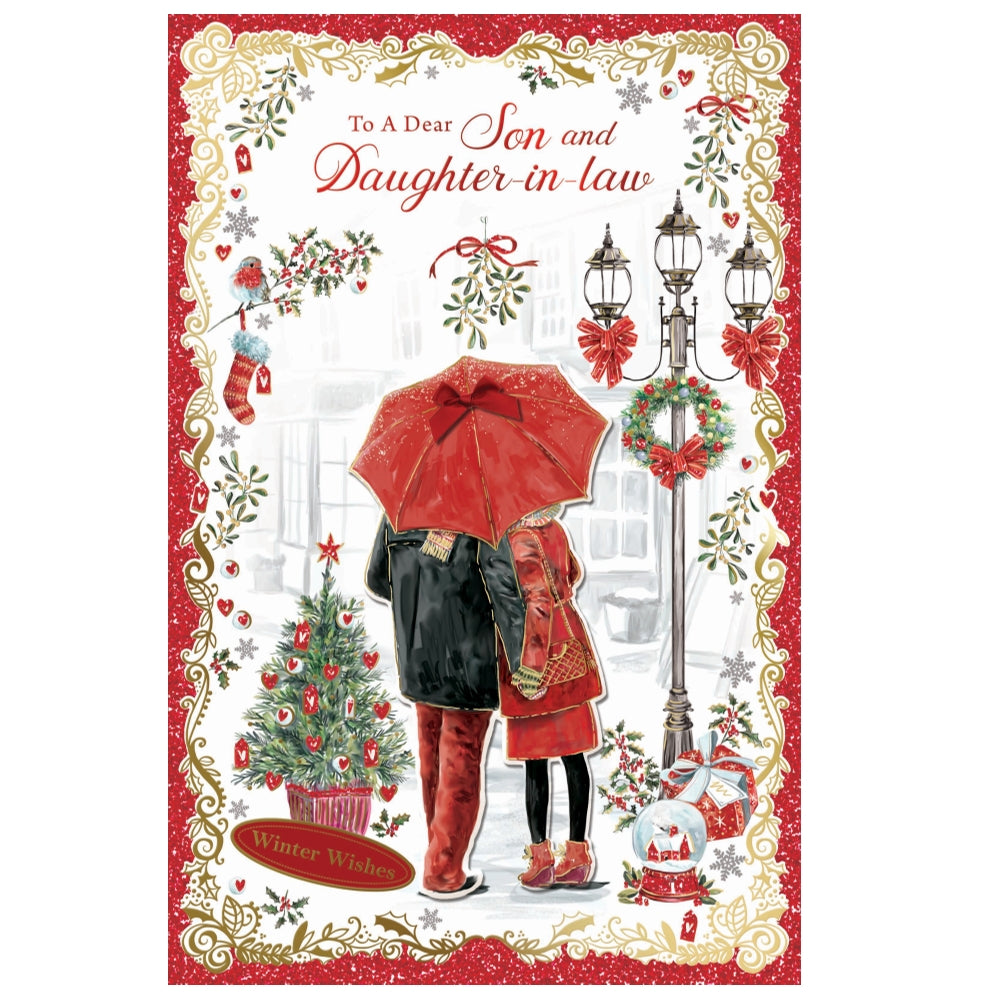 To a Dear Son and Daughter In Law Winter Wishes Christmas Card