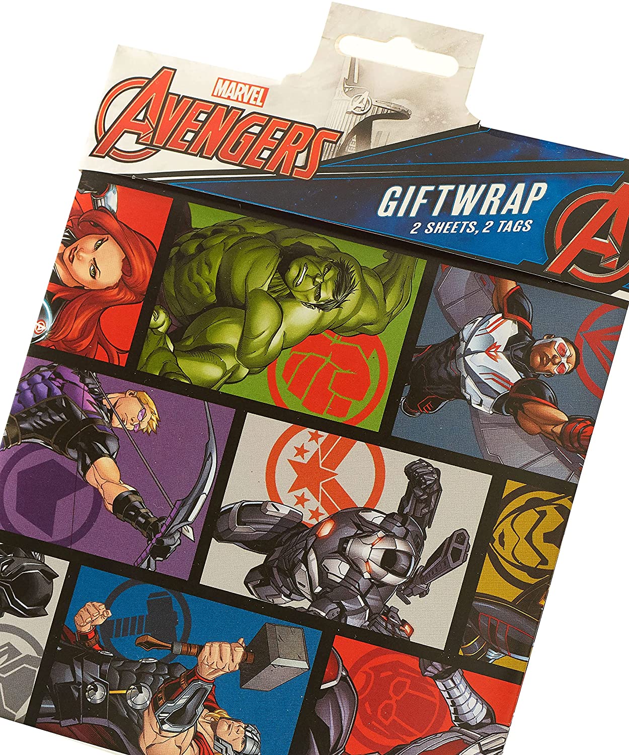 The Avengers Packaged Wrap Wrapping Paper 2 Sheets and 2 Tags