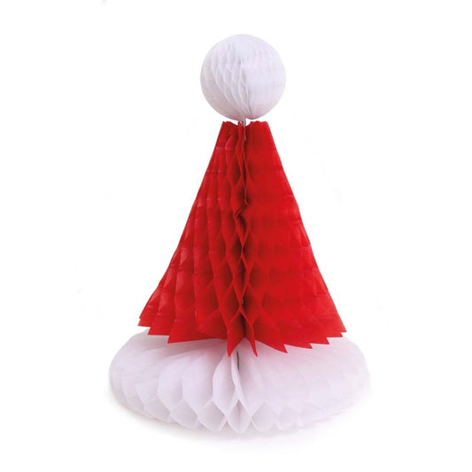 Pack of 3 Santa Hat Honeycomb Paper Christmas Decorations