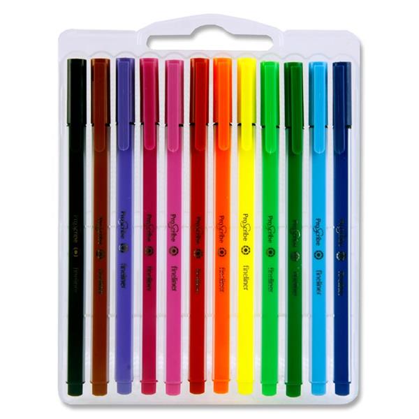 Box of 12 0.4mm Finepoint Triangular Felt Tip Pens by Pro:scribe