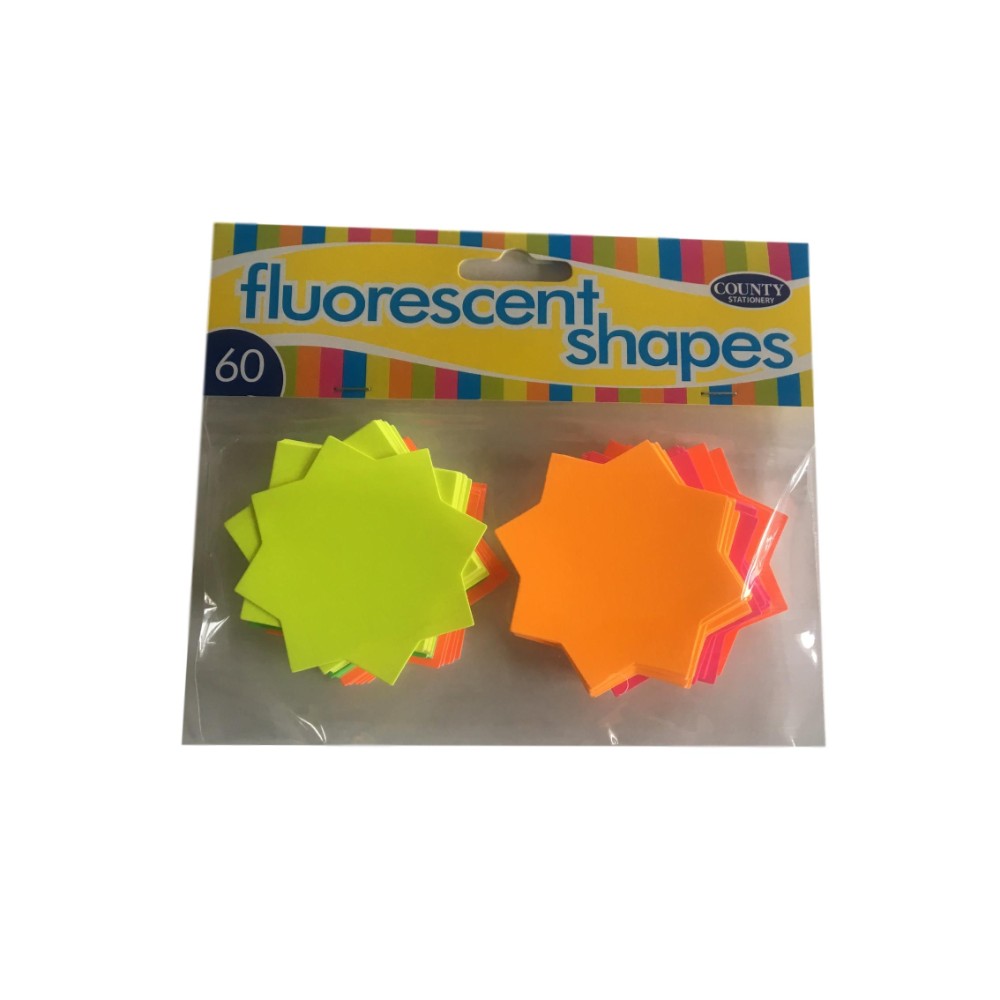 60 Fluorescent Star Shapes 60mm