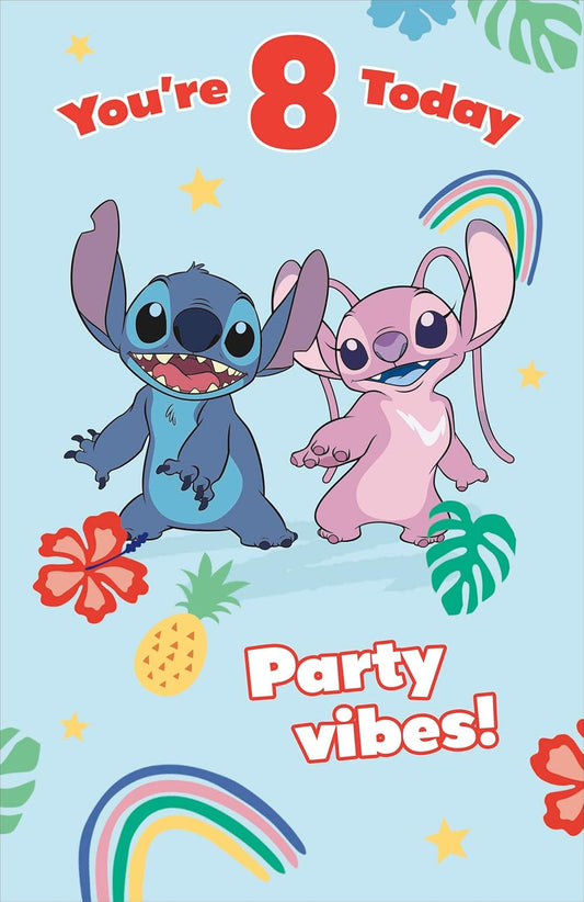 Disney Stitch & Angel Design 8th Birthday Card