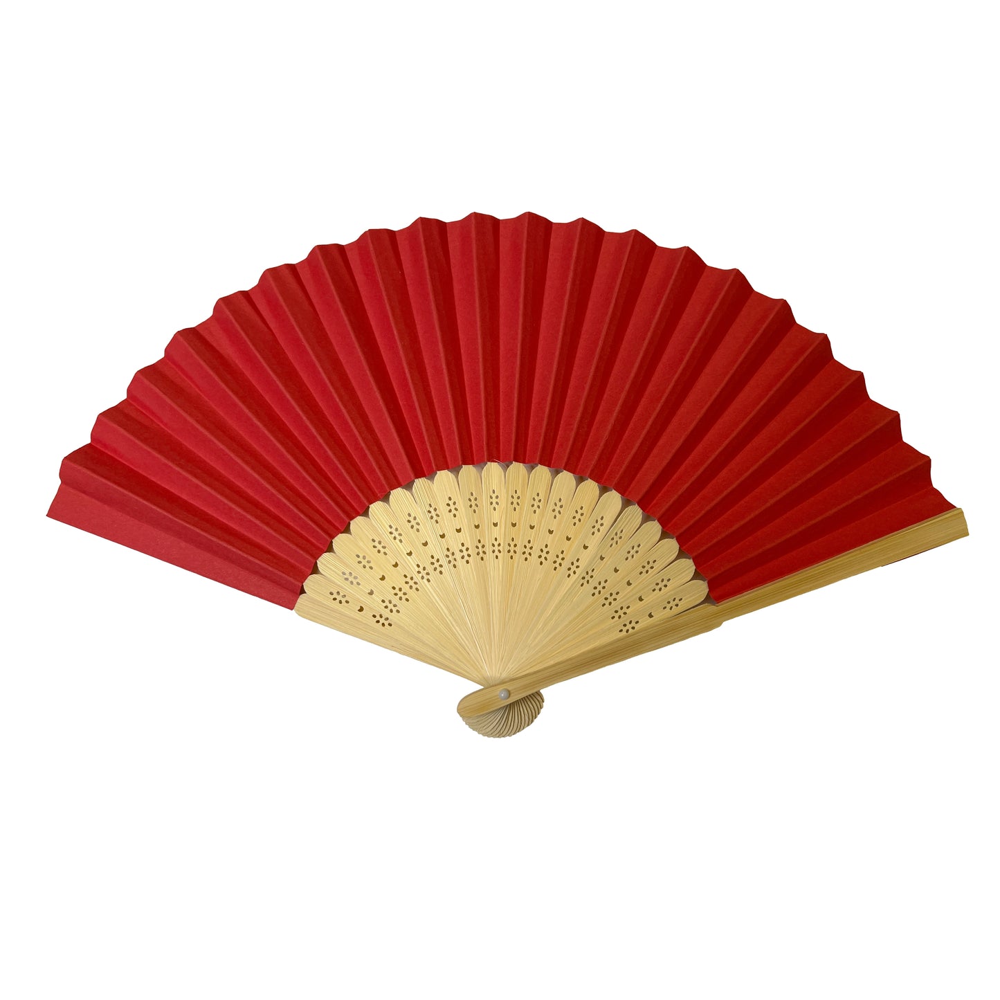 Pack of 10 Red Paper Foldable Hand Held Bamboo Wooden Fans by Parev