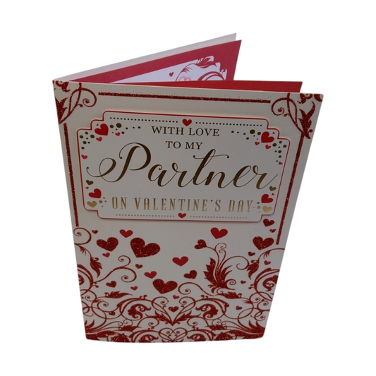 With Love To My Partner Classic Hearts Design Valentine's Day Boxed Card