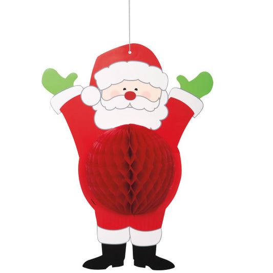 Ho Ho Ho Santa Honeycomb Hanging Decoration, 14"