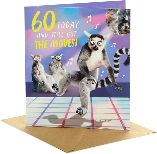 Funny Dancing Lemurs Design 60th Birthday Card