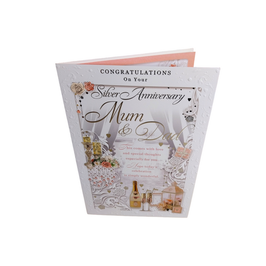 Mum & Dad Silver Anniversary Congratulations Opacity Card