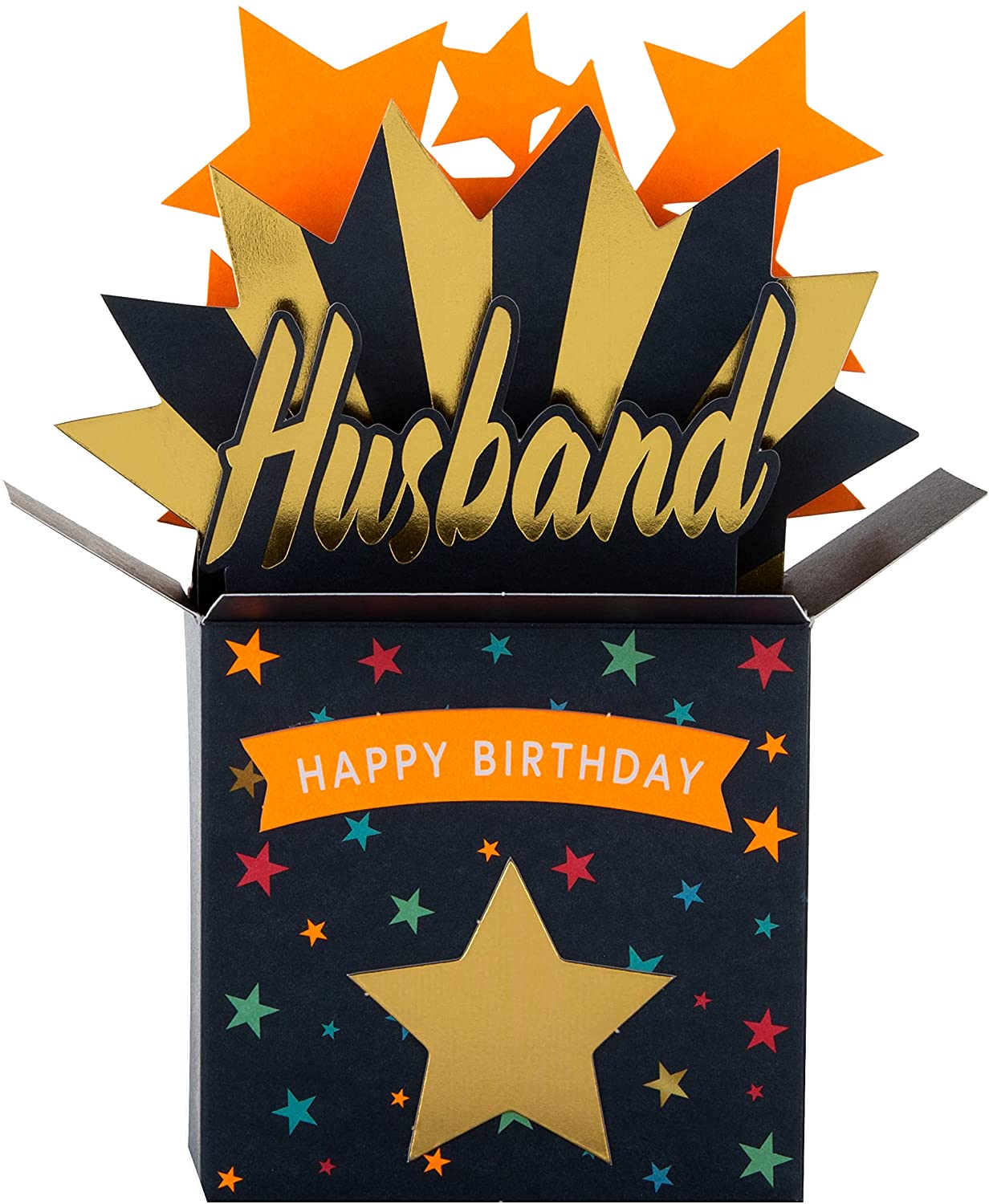 Open Present Design 3D Husband Birthday Card