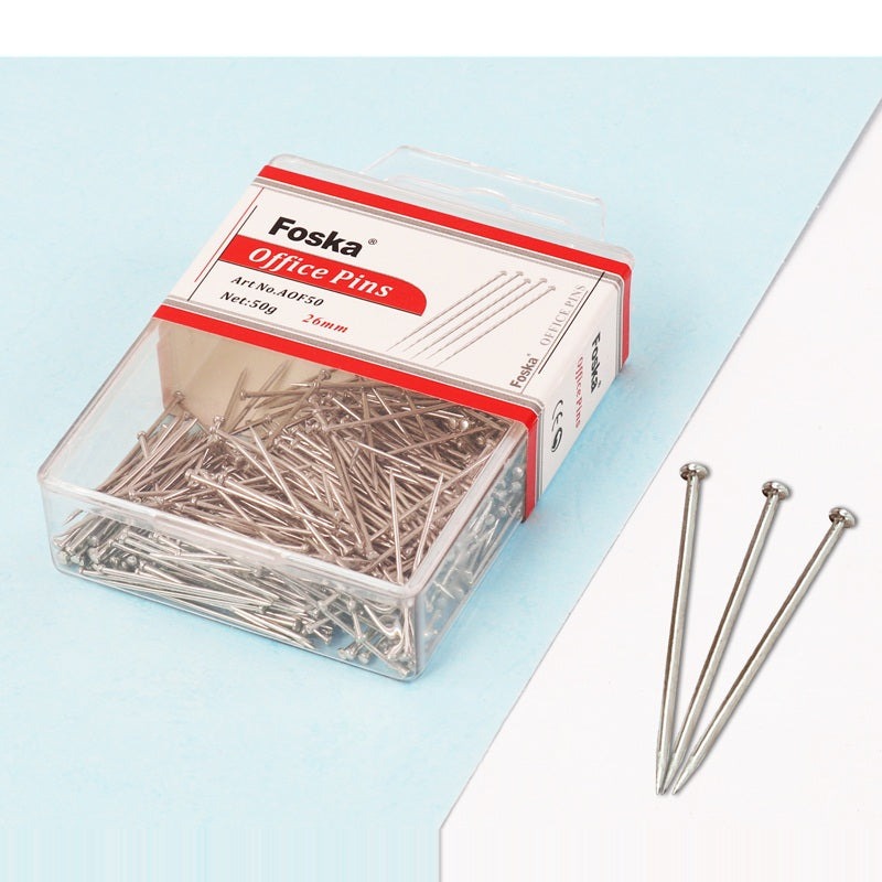 Pack of 50g Office Pins 26mm in a Handy Box