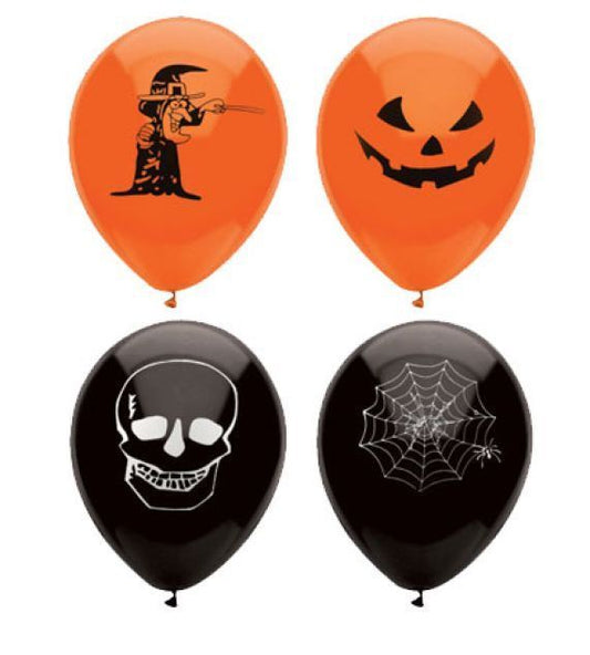 Pack of 12 Balloons 23cm Halloween Design