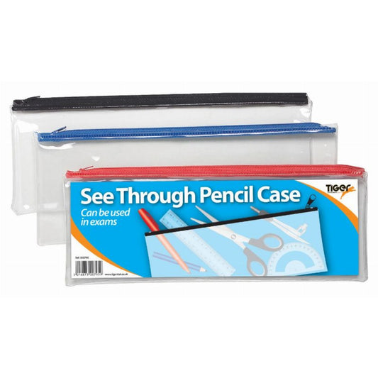 Large 13x5" Flat Clear Assorted Pencil Cases