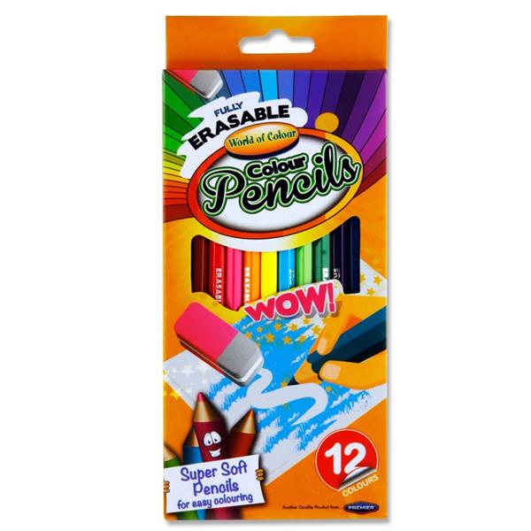 Box of 12 Erasable Colouring Pencils by World of Colour