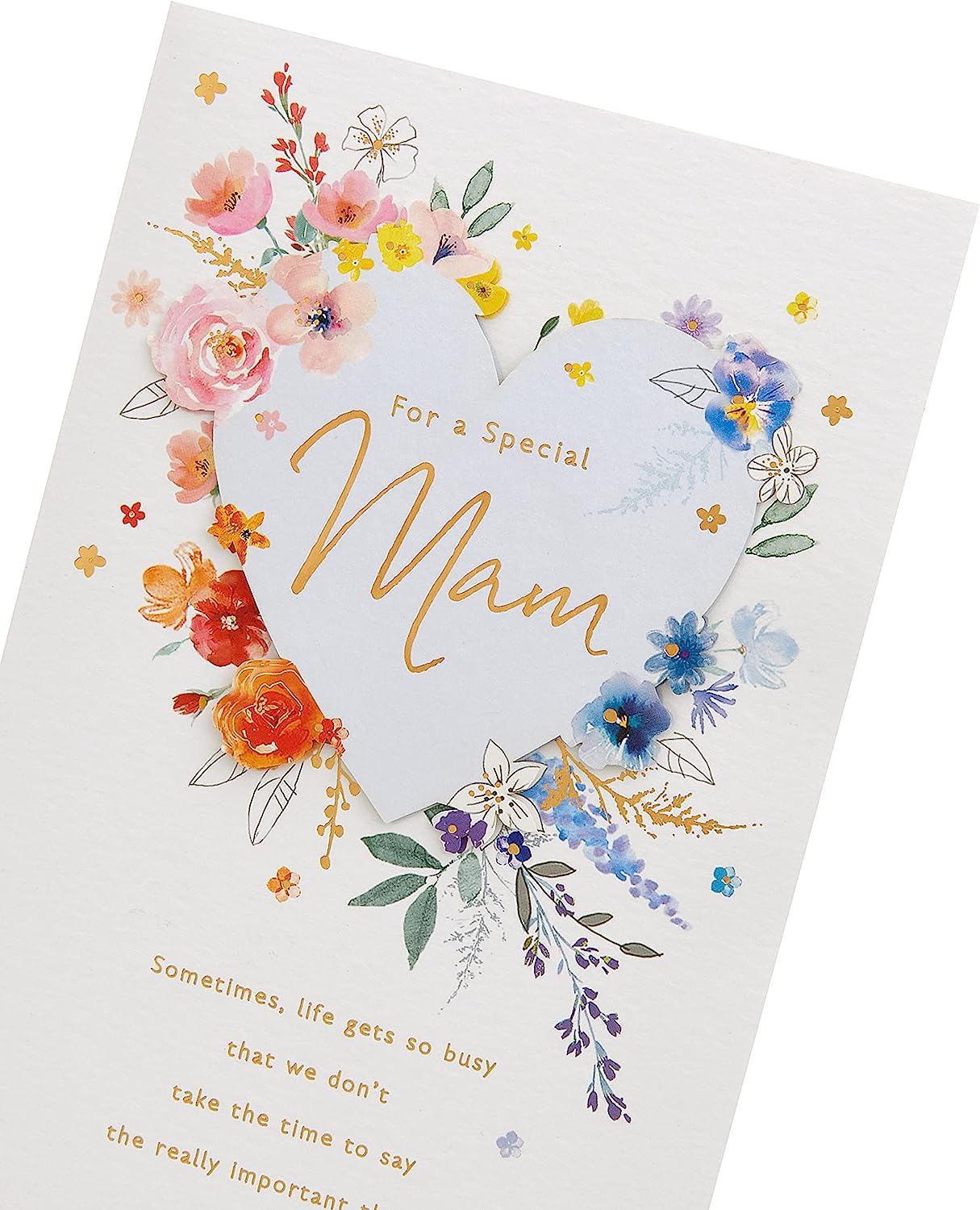 Cute Design With Heart With Watercolour Florals Mam Birthday Card