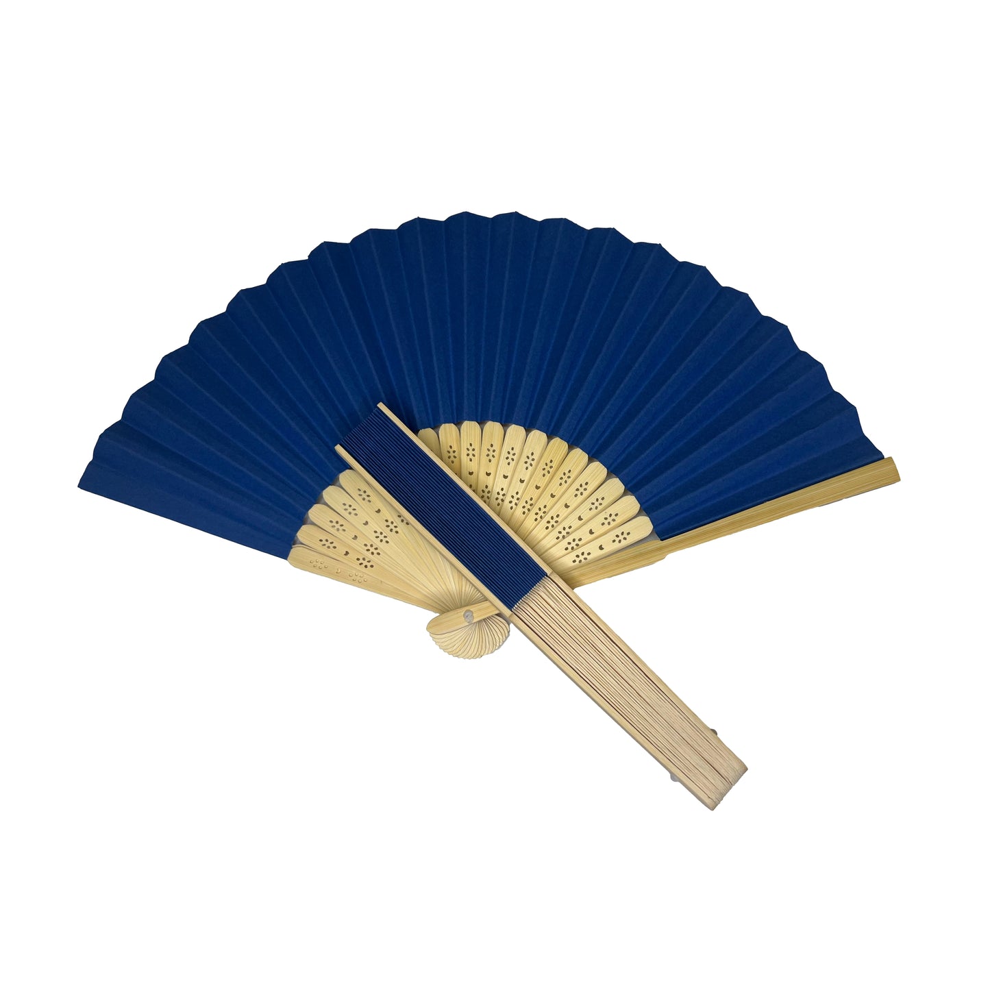 Pack of 500 Navy Blue Paper Foldable Hand Held Bamboo Wooden Fans by Parev