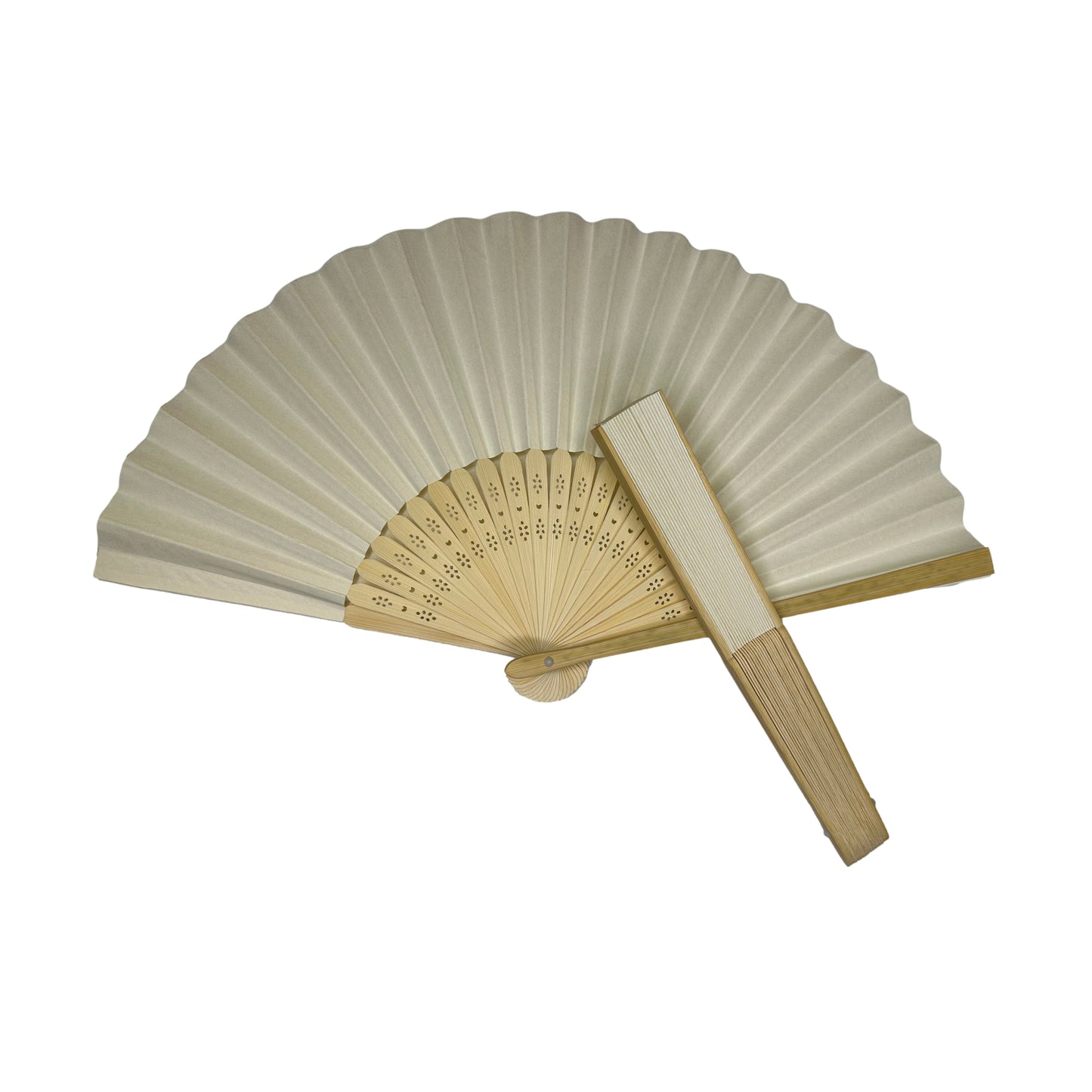 Pack of 500 Ivory Paper Foldable Hand Held Bamboo Wooden Fans by Parev