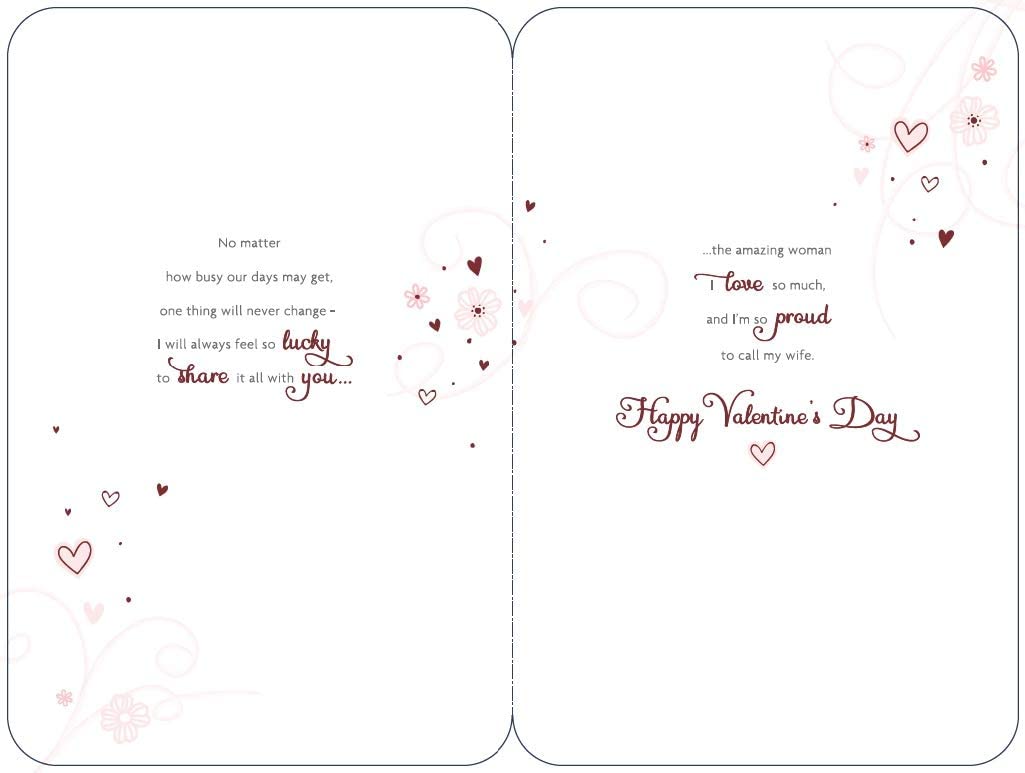 Romantic Valentine's Card For Wife with Keepsake