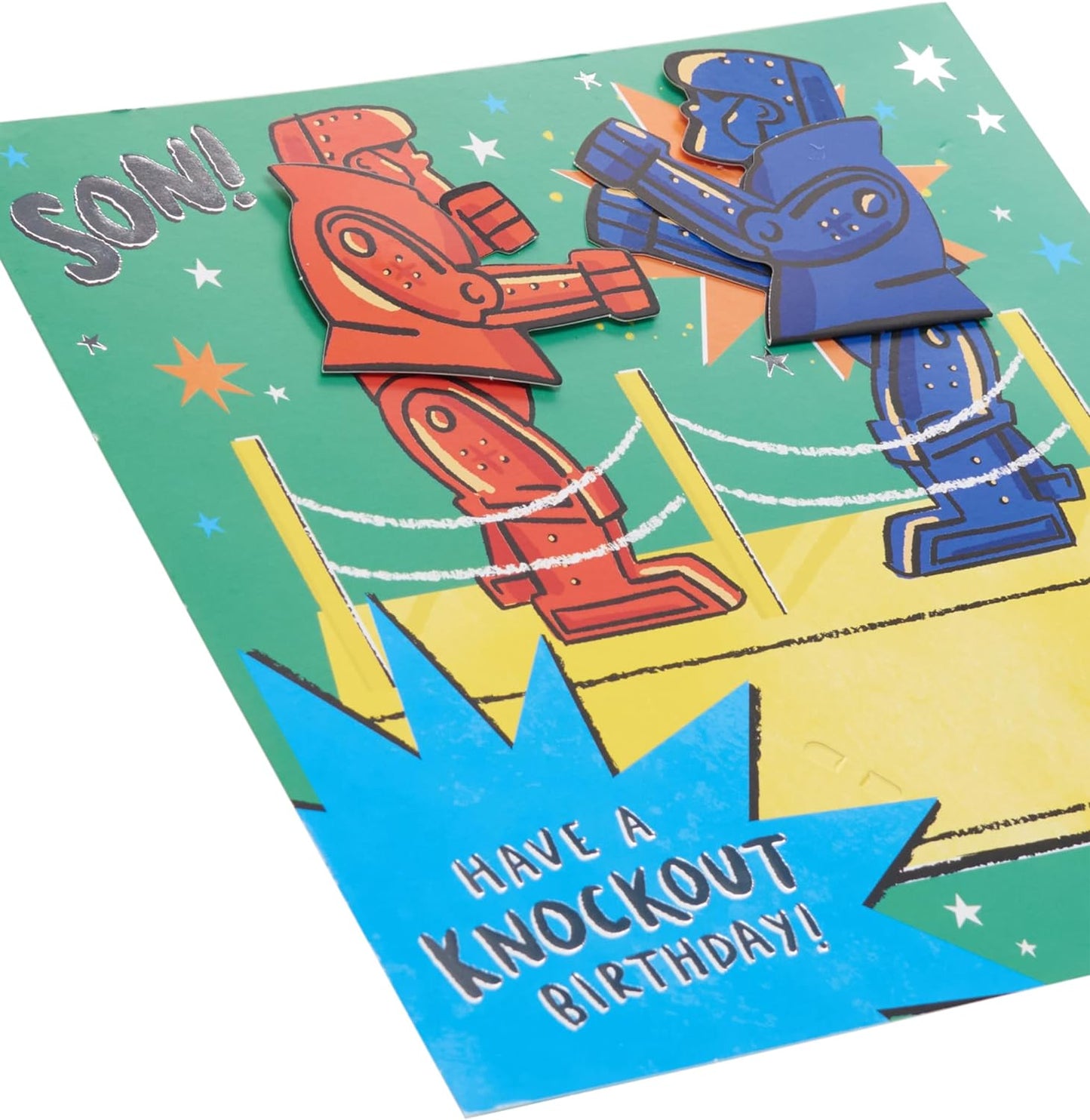 Interactive Rock 'em Sock 'em Design Son Birthday Card