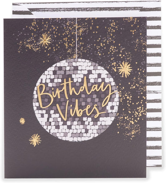 Kindred Glitter & Gold Birthday Vibes Blank Birthday Card