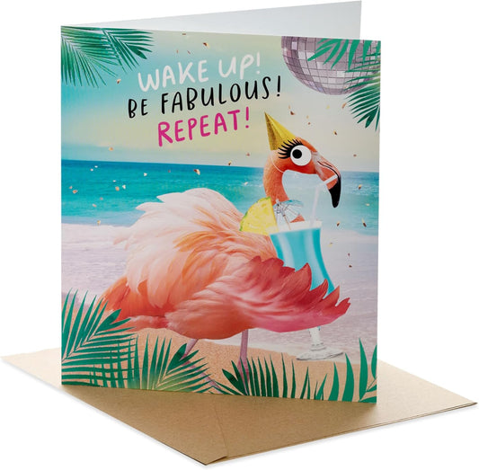 Funny Flamingo Design Birthday Card