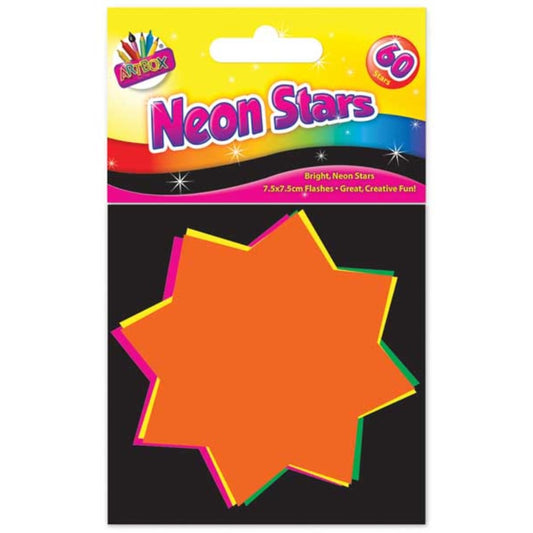 Pack of 60 Artbox 7.5x7.5cm Fluorescent Stars