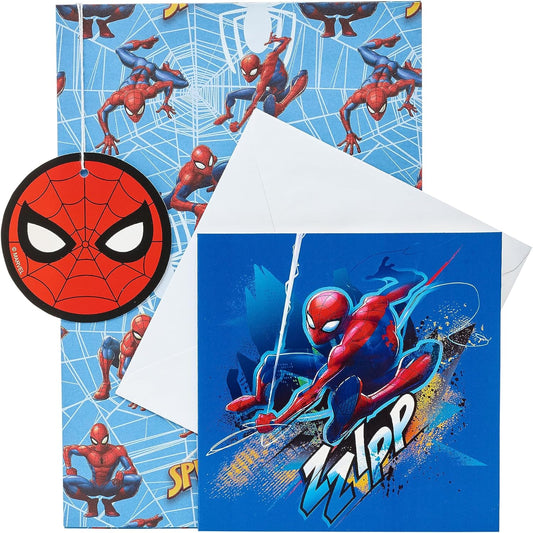 Spider-Man Design Marvel Multipack Gift Wrap Card and Tag