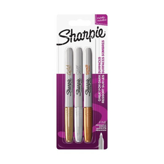 Sharpie Metallic Permanent Marker Fine Assorted (Pack of 3) 