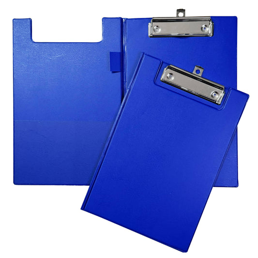 A5 Blue Foldover Clipboard with Pen Holder